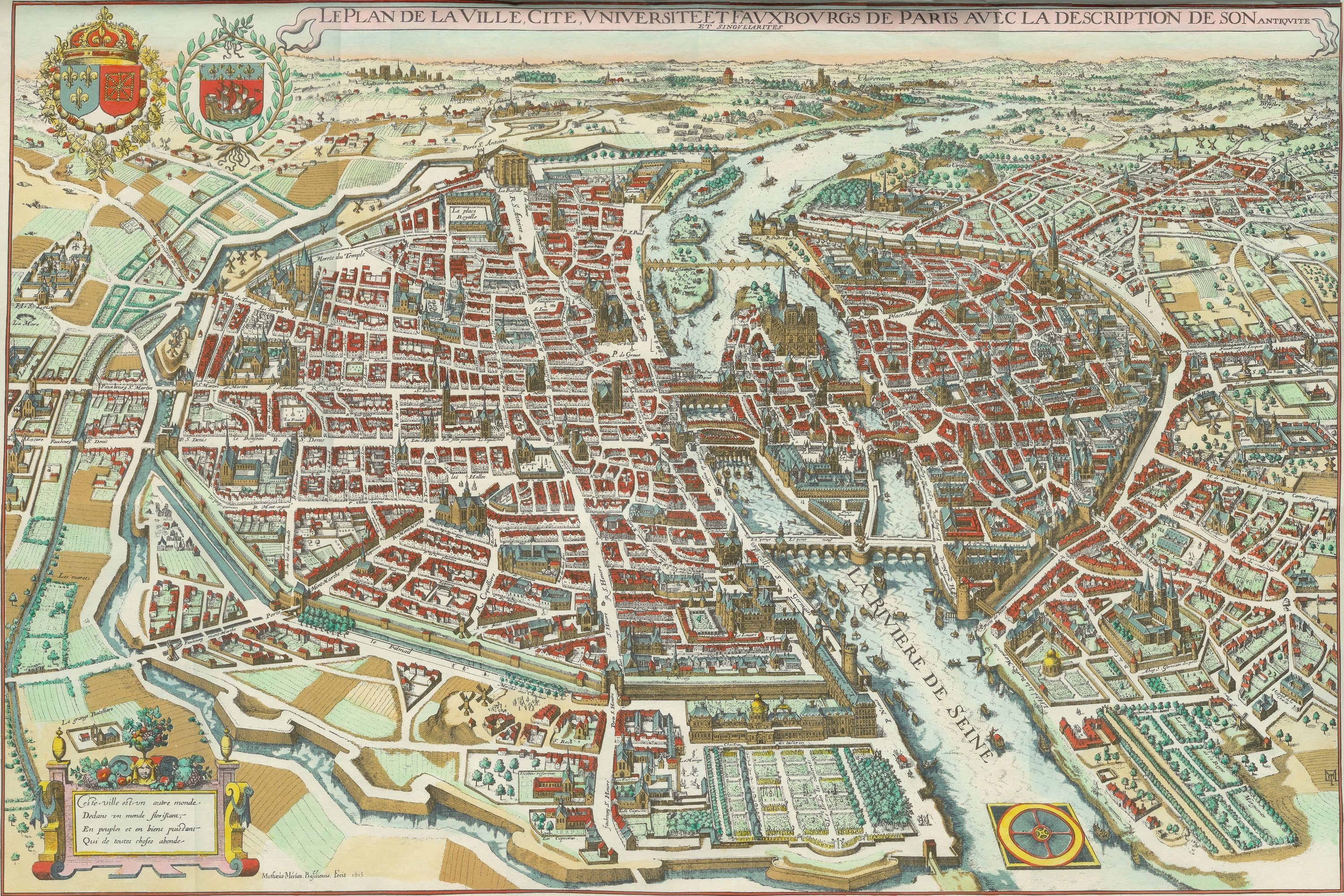 Mathieu Merian: Paris in 1615 from Adolphe Alphand: Atlas des Anciens Plans de Paris (Paris 1900)