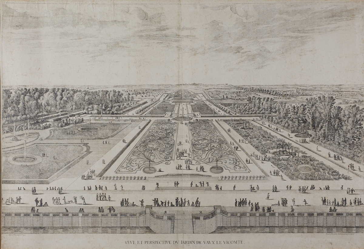 Louis Le Vaux and André Le Nôtre: Château de Vaux-le-Vicomte, view of the gardens, engraving by Israel Sylvestre